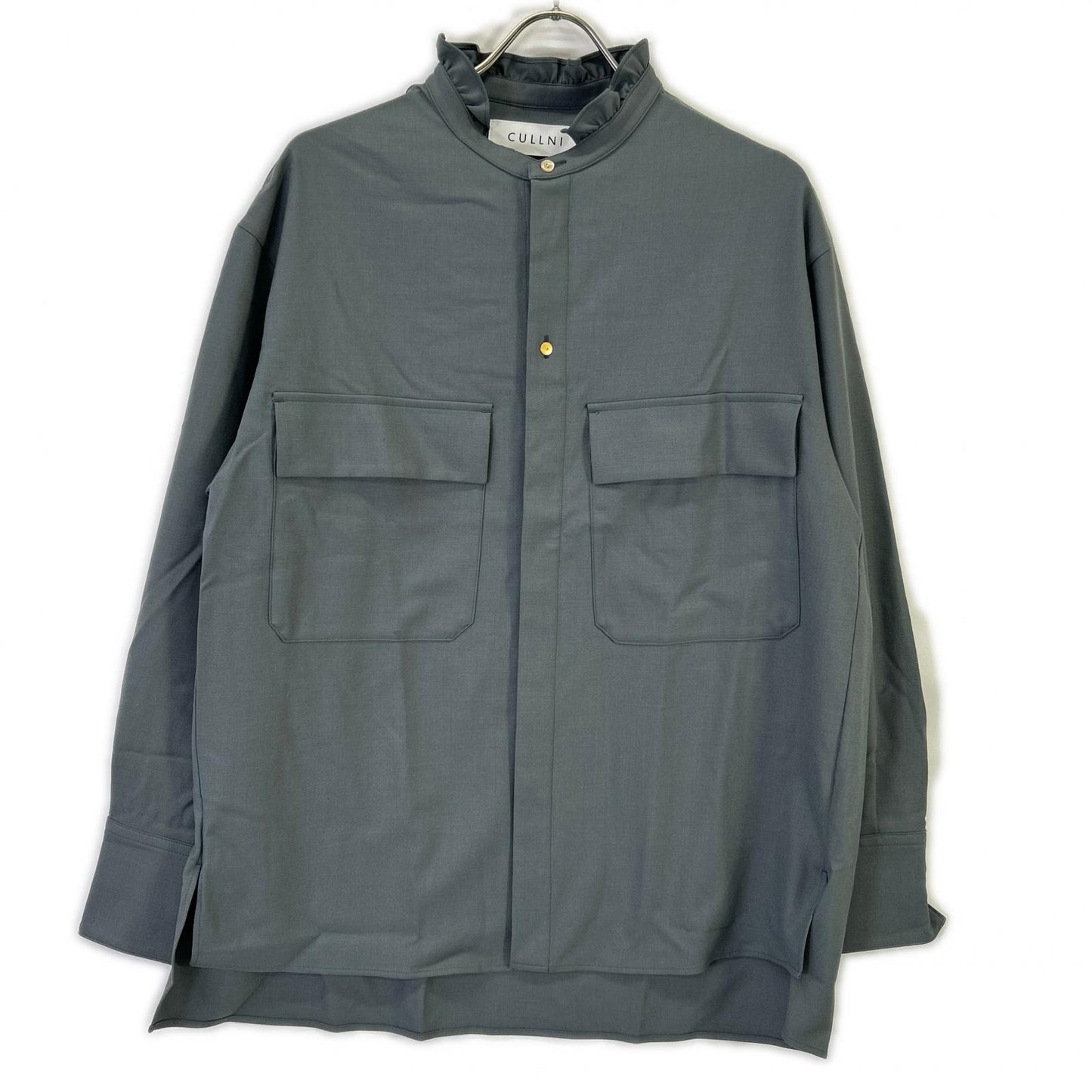 CULLNI Blue-Gray Frill Military Shirt