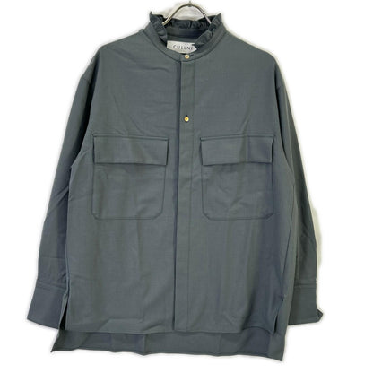 CULLNI Blue-Gray Frill Military Shirt