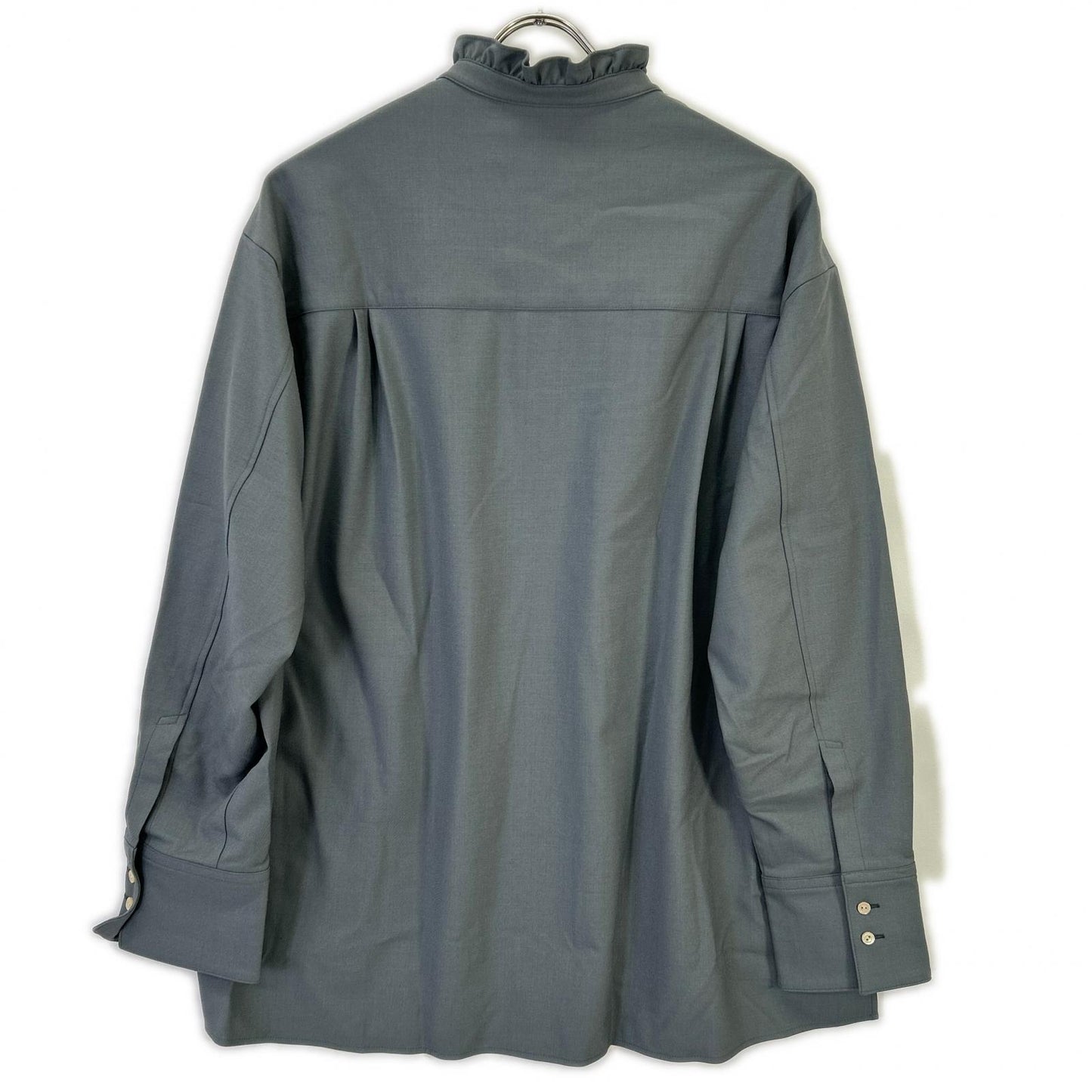 CULLNI Blue-Gray Frill Military Shirt