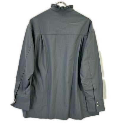 CULLNI Blue-Gray Frill Military Shirt
