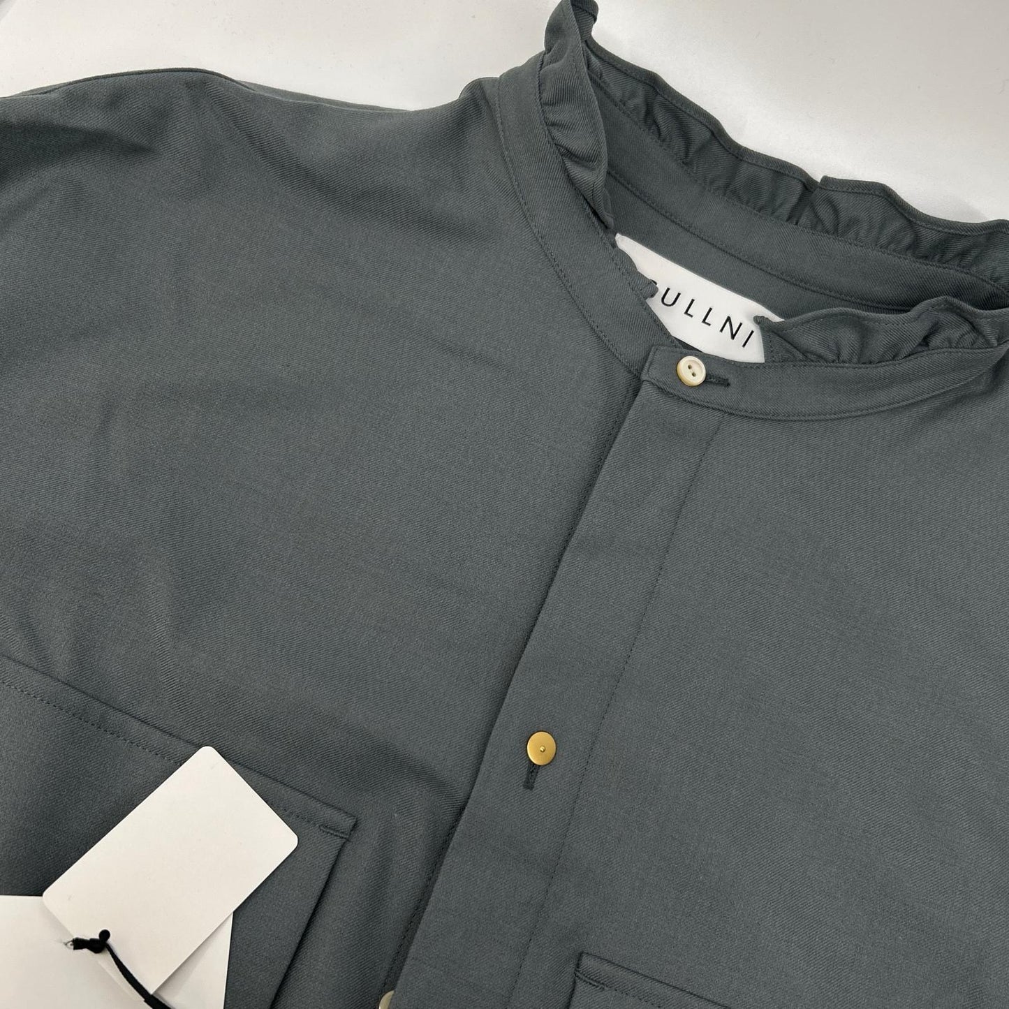 CULLNI Blue-Gray Frill Military Shirt