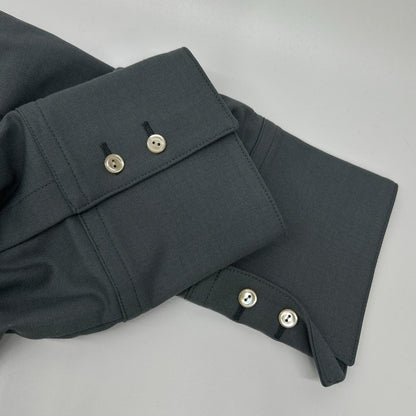 CULLNI Blue-Gray Frill Military Shirt