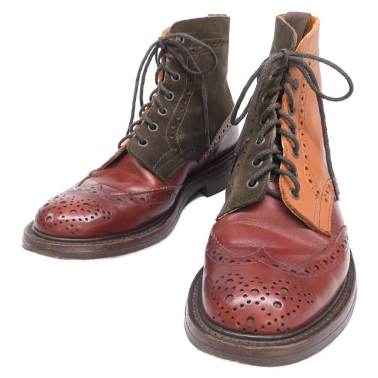 Tricker's Brown Leather Wingtip Brogue Boots Size 71/2