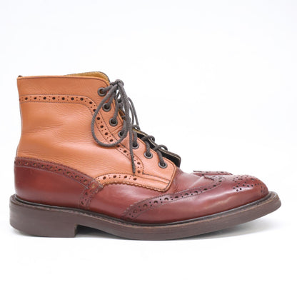Tricker's Brown Leather Wingtip Brogue Boots Size 71/2