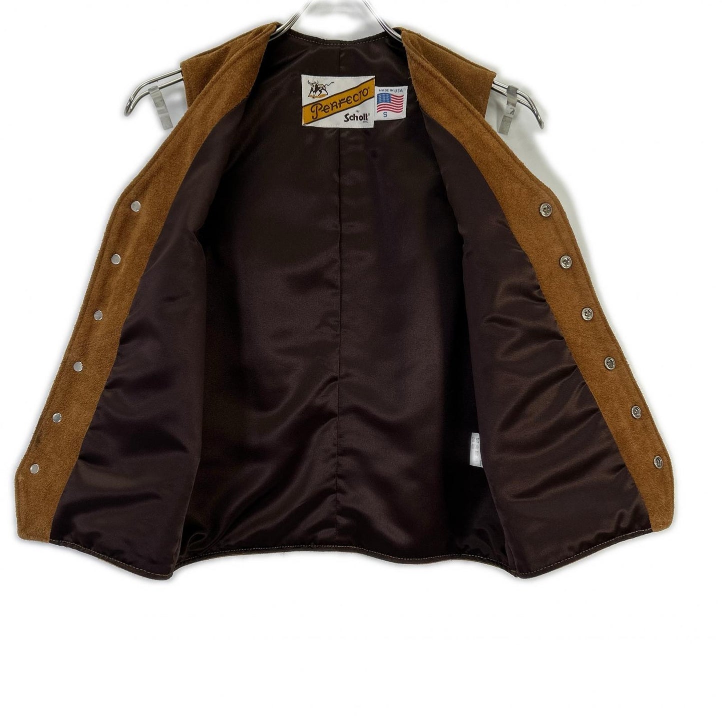schott Brown Suede MC Vest Size S