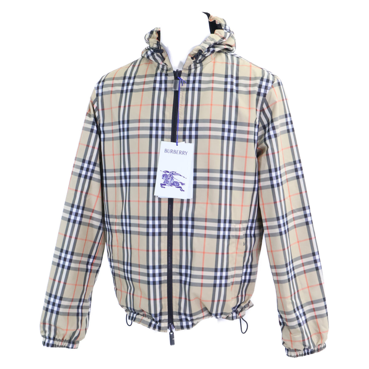 BURBERRY Nova Check Reversible Hoodie Jacket Black Size M