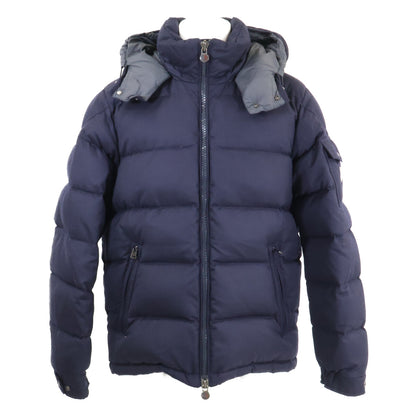 MONCLER MONTGENEVRE Wool Hooded Down Jacket Navy Size 5