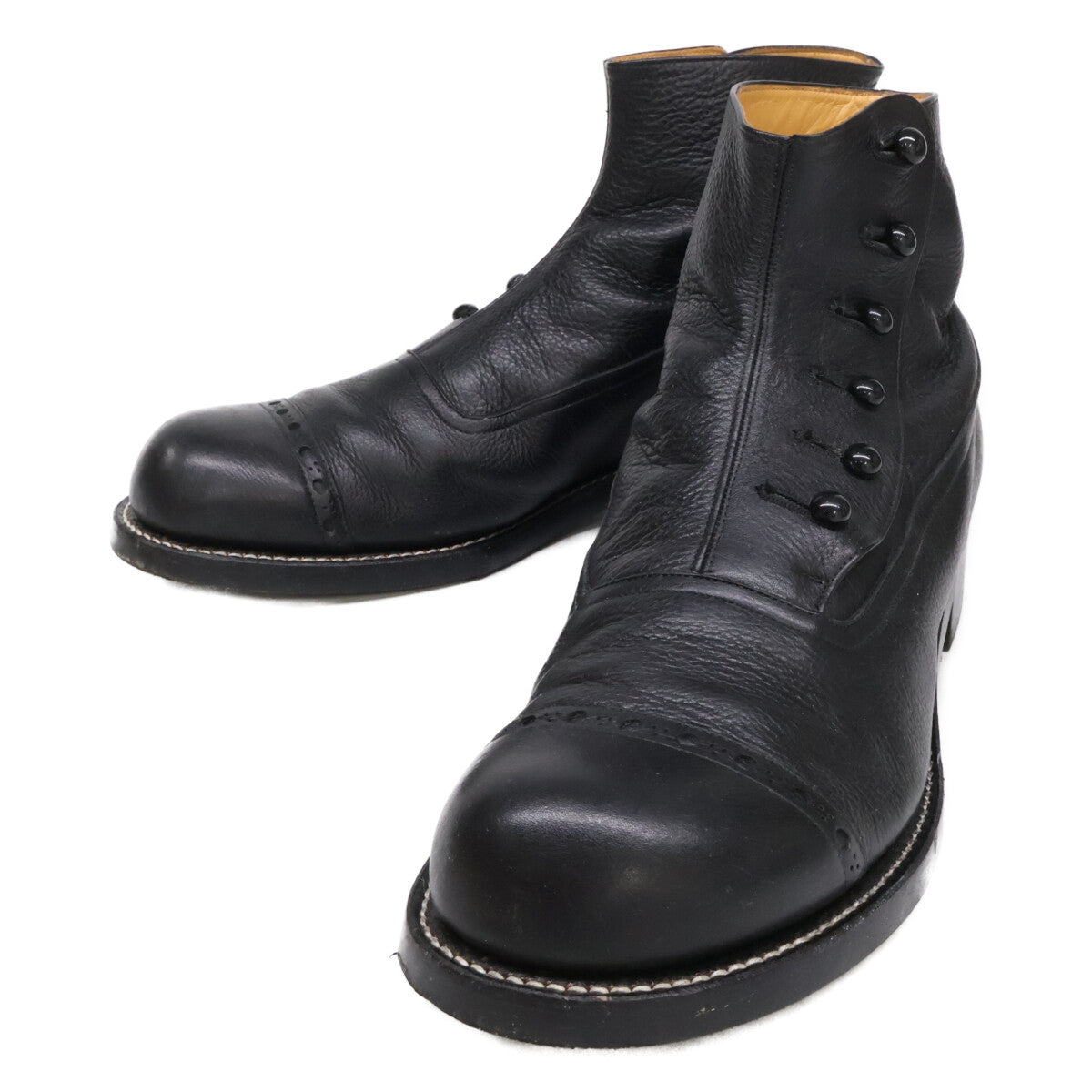 PICKER CLOTHING Button Leather Boots Black Size 8
