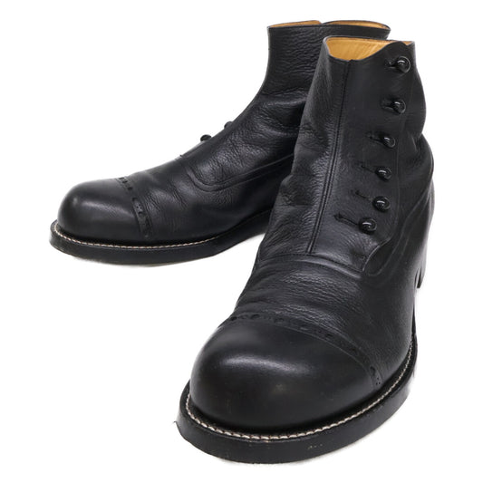 PICKER CLOTHING Button Leather Boots Black Size 8