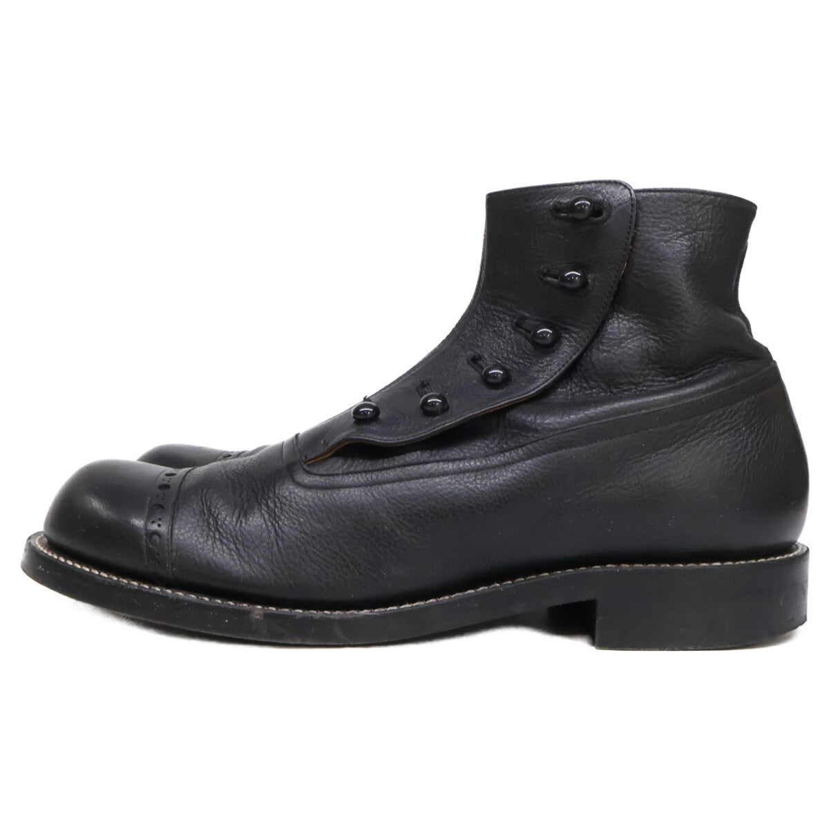 PICKER CLOTHING Button Leather Boots Black Size 8