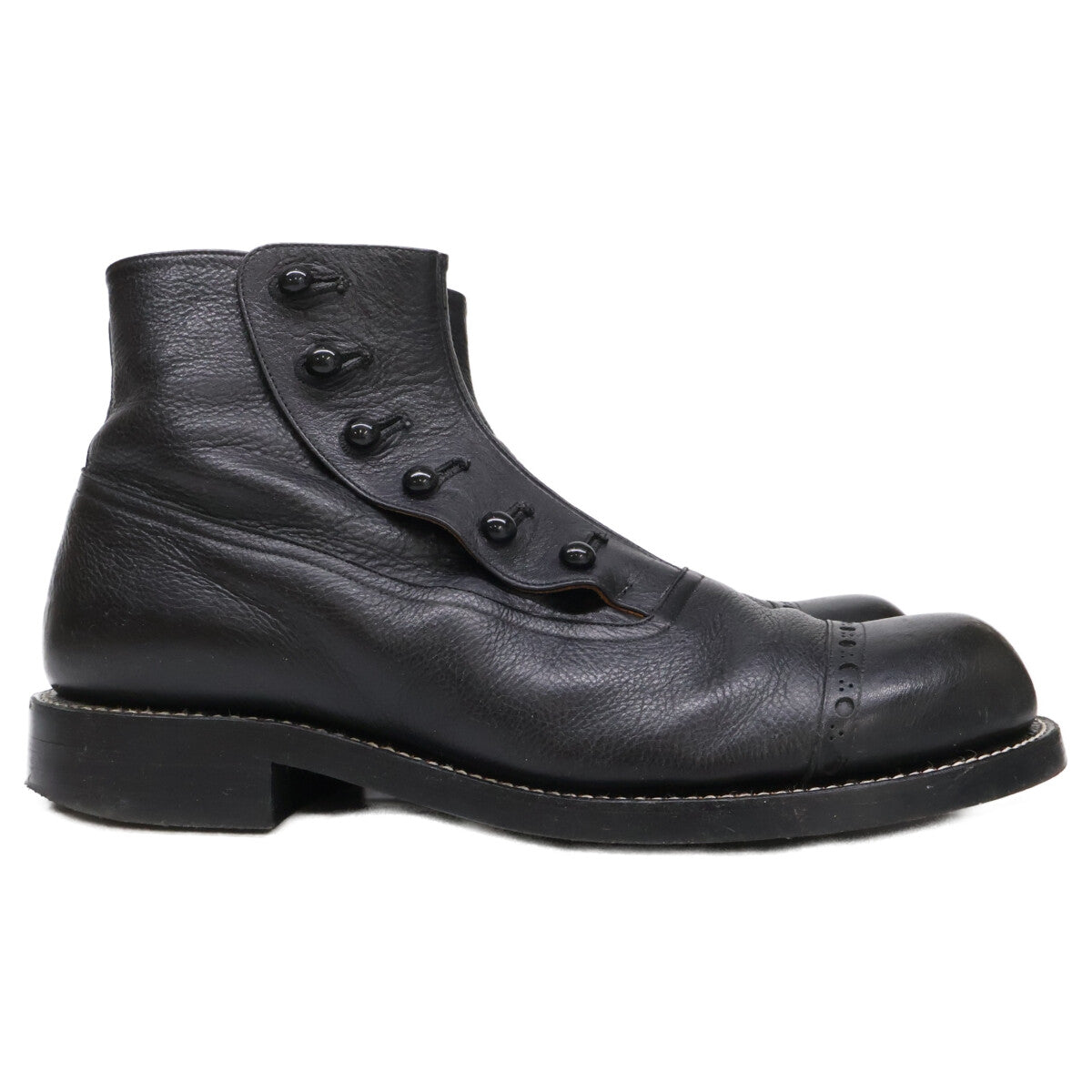 PICKER CLOTHING Button Leather Boots Black Size 8