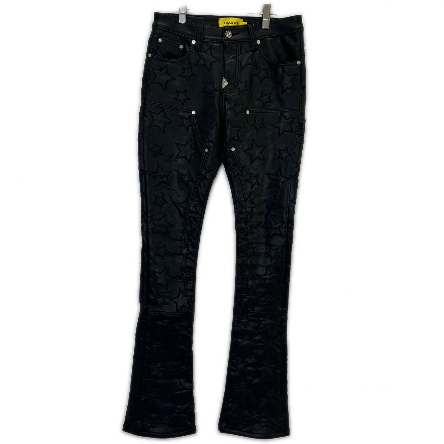 GUAPI Black Leather Star Double Knee Pants Size 32