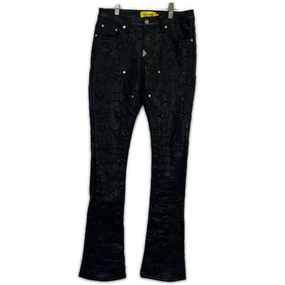 GUAPI Black Leather Star Double Knee Pants Size 32