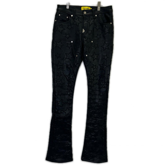 GUAPI Black Leather Star Double Knee Pants Size 32