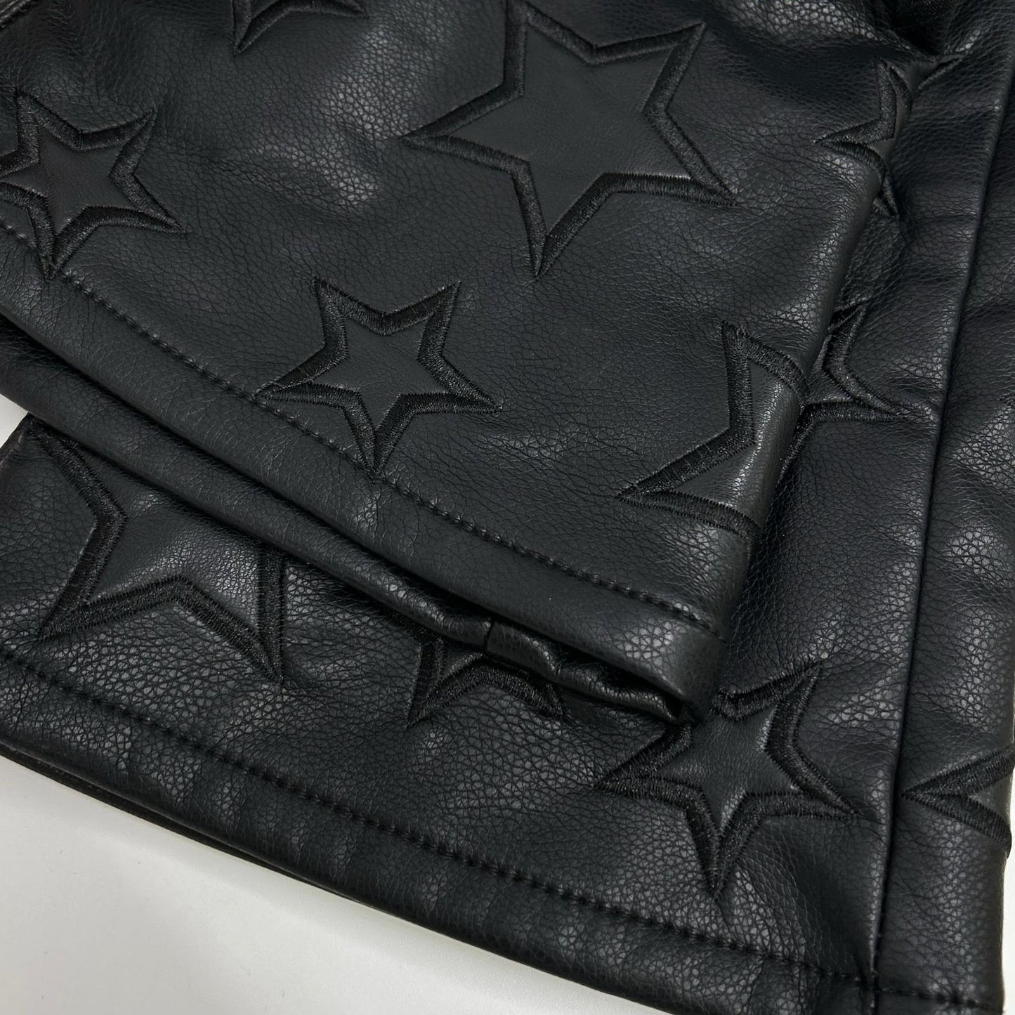 GUAPI Black Leather Star Double Knee Pants Size 32