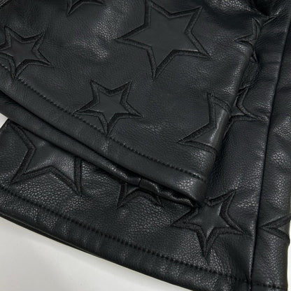 GUAPI Black Leather Star Double Knee Pants Size 32