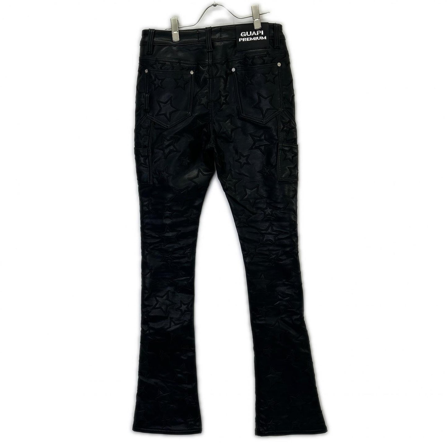 GUAPI Black Leather Star Double Knee Pants Size 32