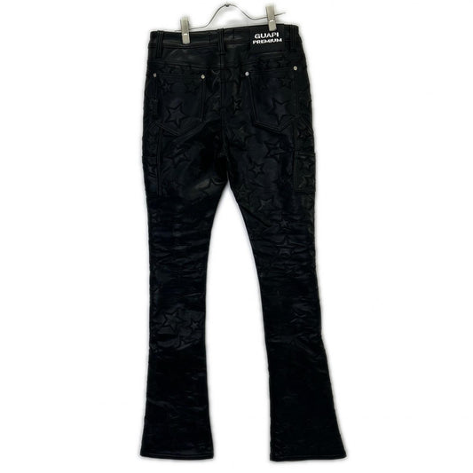 GUAPI Black Leather Star Double Knee Pants Size 32
