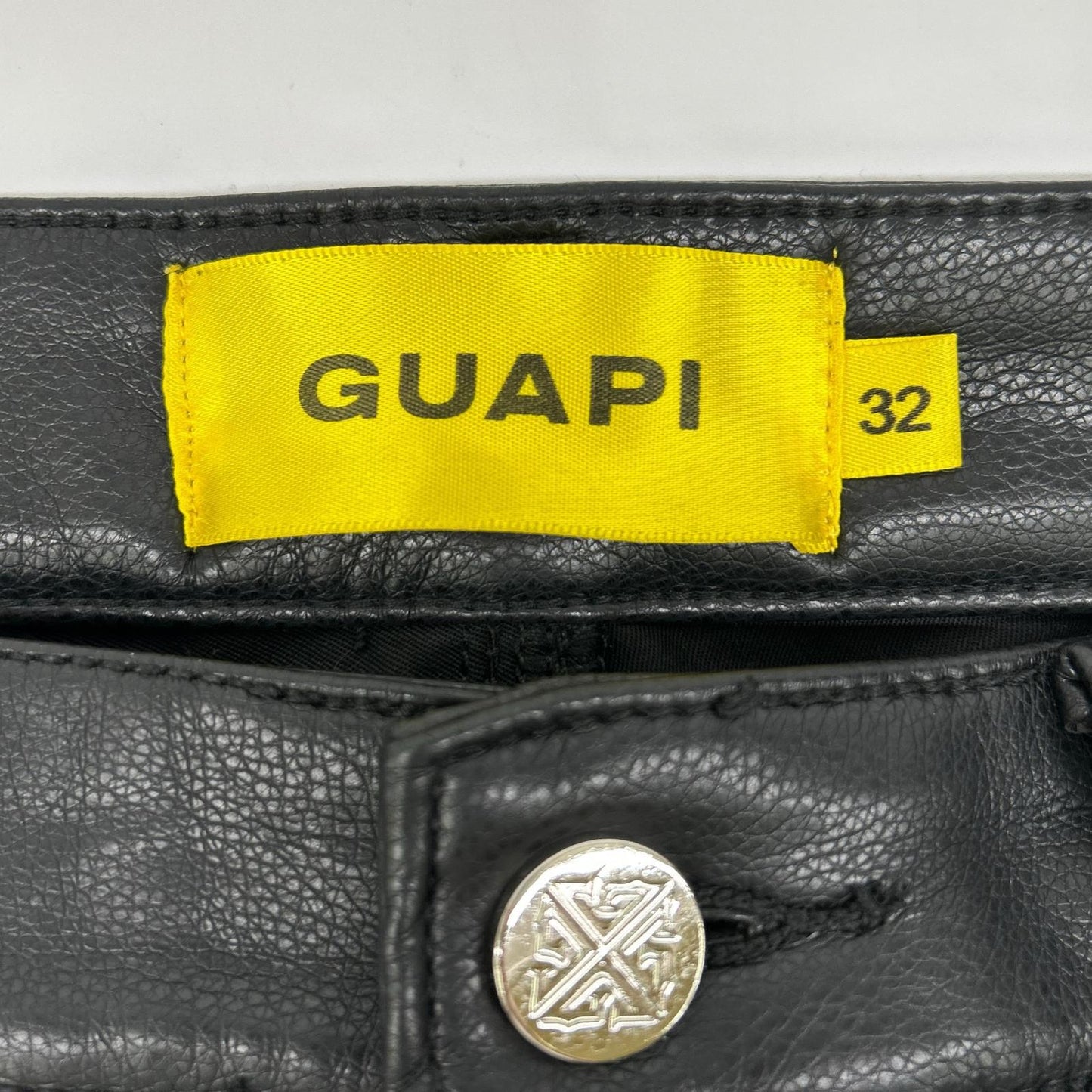 GUAPI Black Leather Star Double Knee Pants Size 32