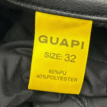 GUAPI Black Leather Star Double Knee Pants Size 32