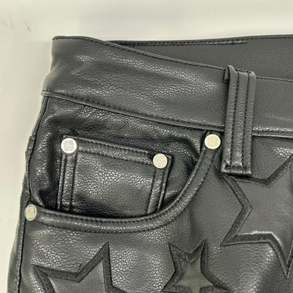 GUAPI Black Leather Star Double Knee Pants Size 32