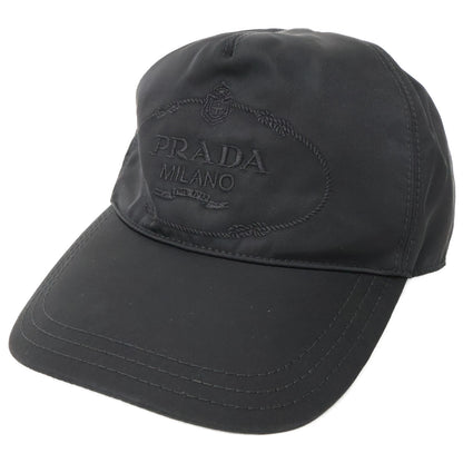 PRADA Nylon Logo Embroidered Cap Black Size L