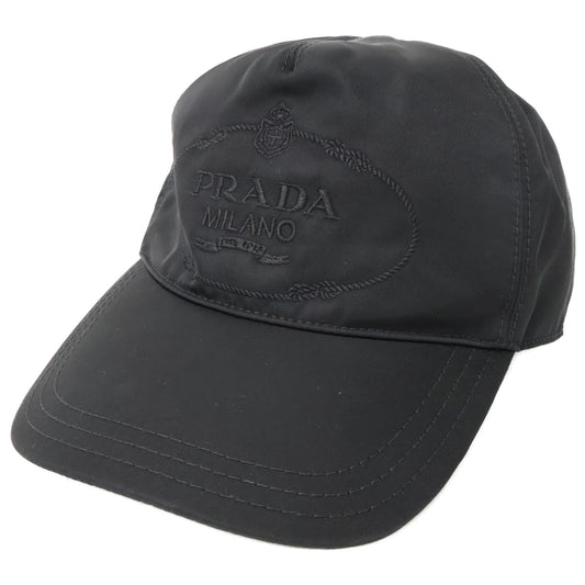PRADA Nylon Logo Embroidered Cap Black Size L