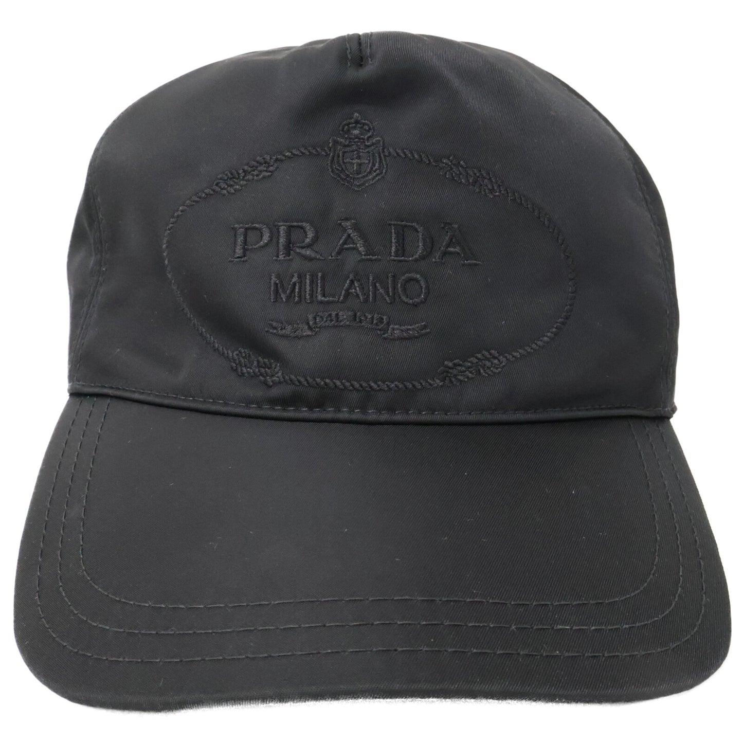 PRADA Nylon Logo Embroidered Cap Black Size L