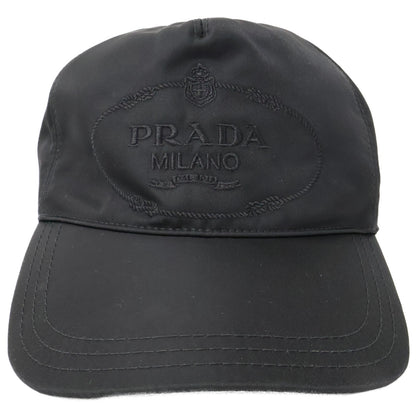 PRADA Nylon Logo Embroidered Cap Black Size L