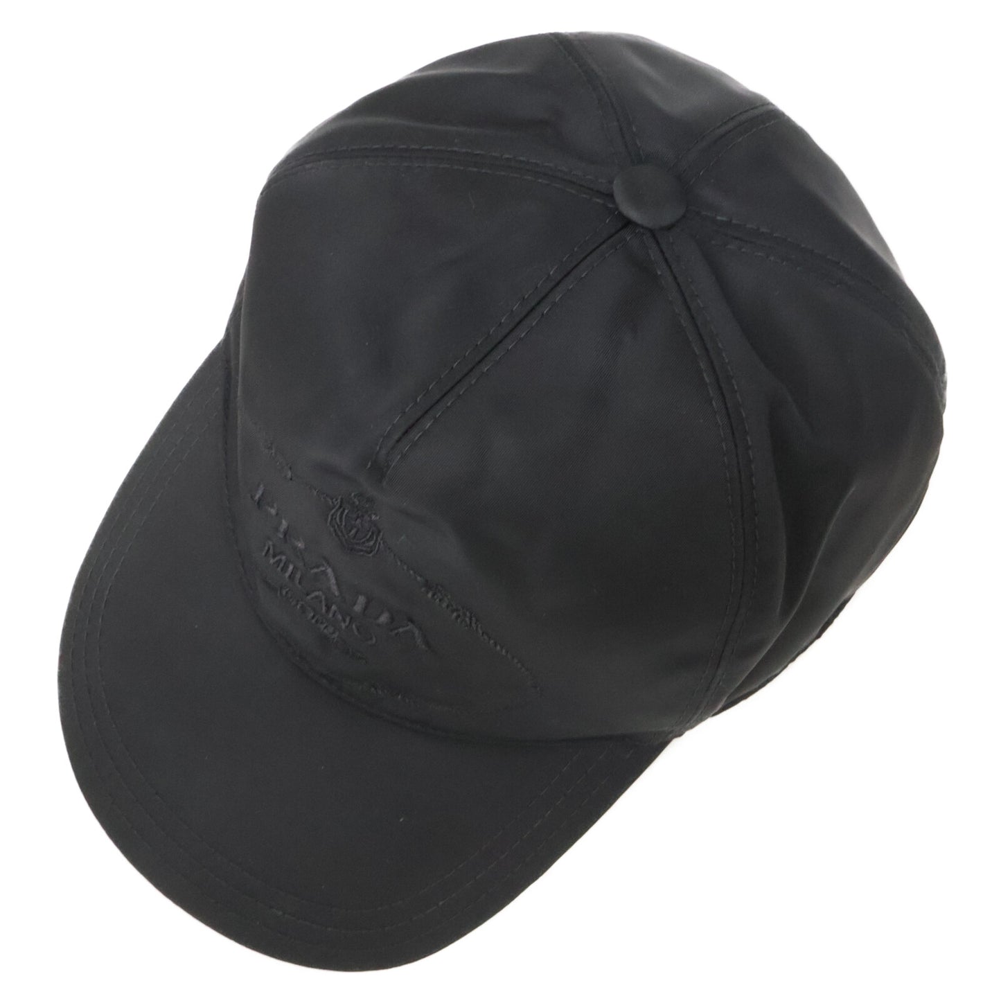 PRADA Nylon Logo Embroidered Cap Black Size L