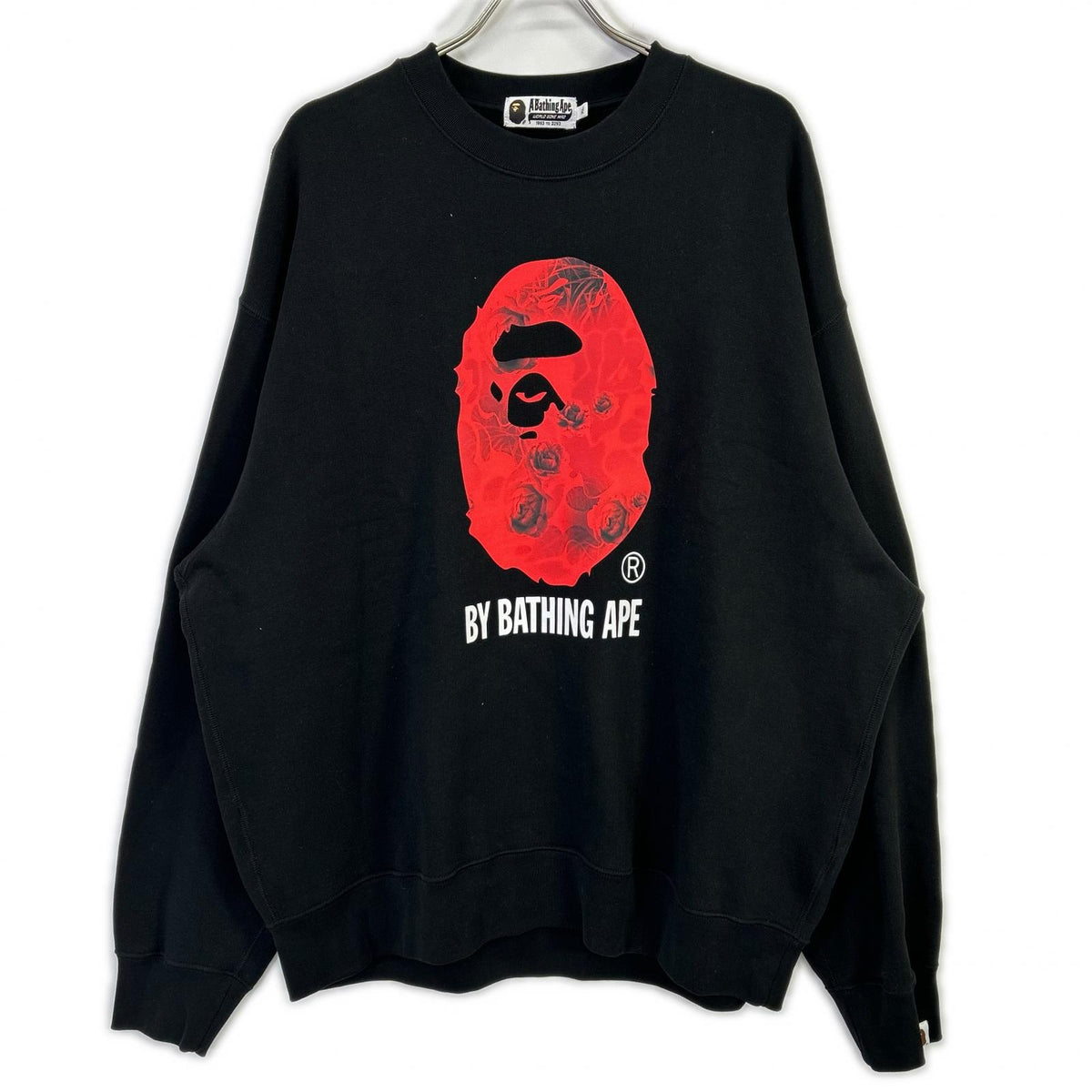 A BATHING APE Black Rose Graphic Sweatshirt Size XL