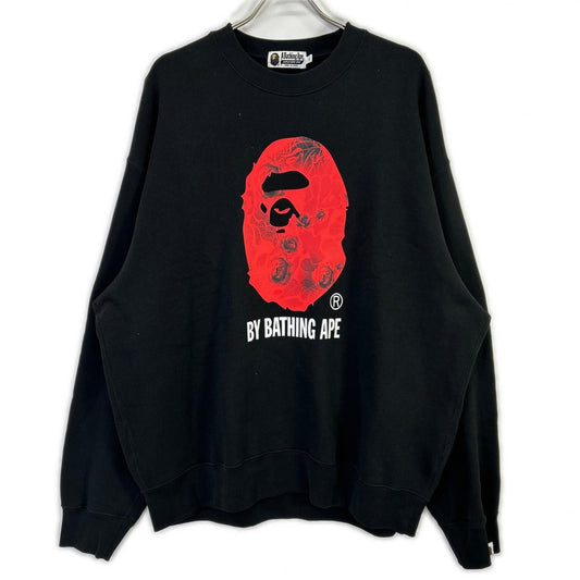 A BATHING APE Black Rose Graphic Sweatshirt Size XL