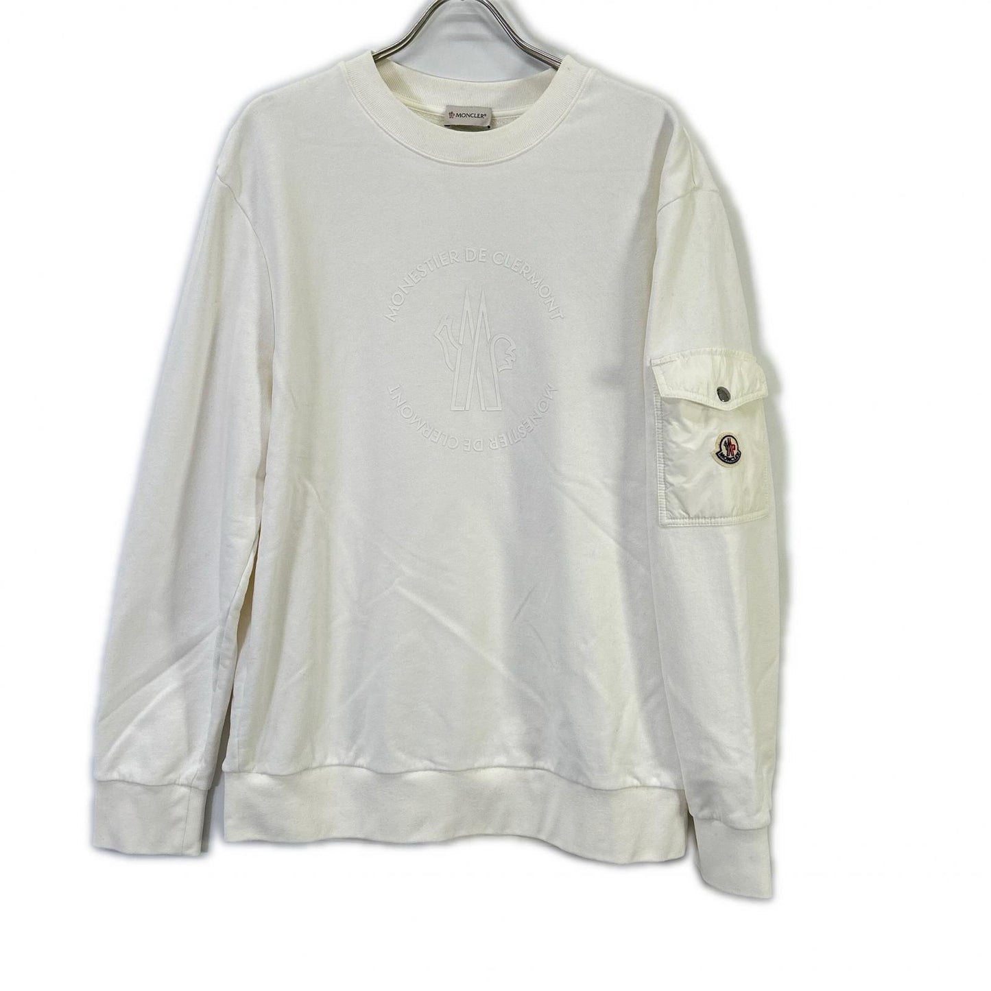 MONCLER FELPA Logo Sweatshirt White Size XL