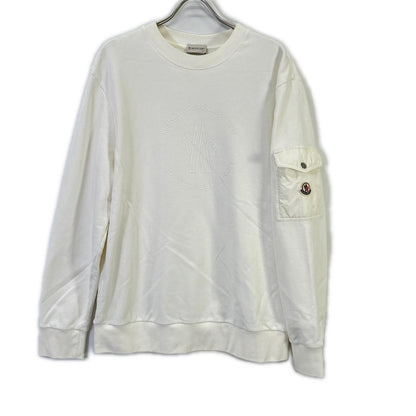 MONCLER FELPA Logo Sweatshirt White Size XL