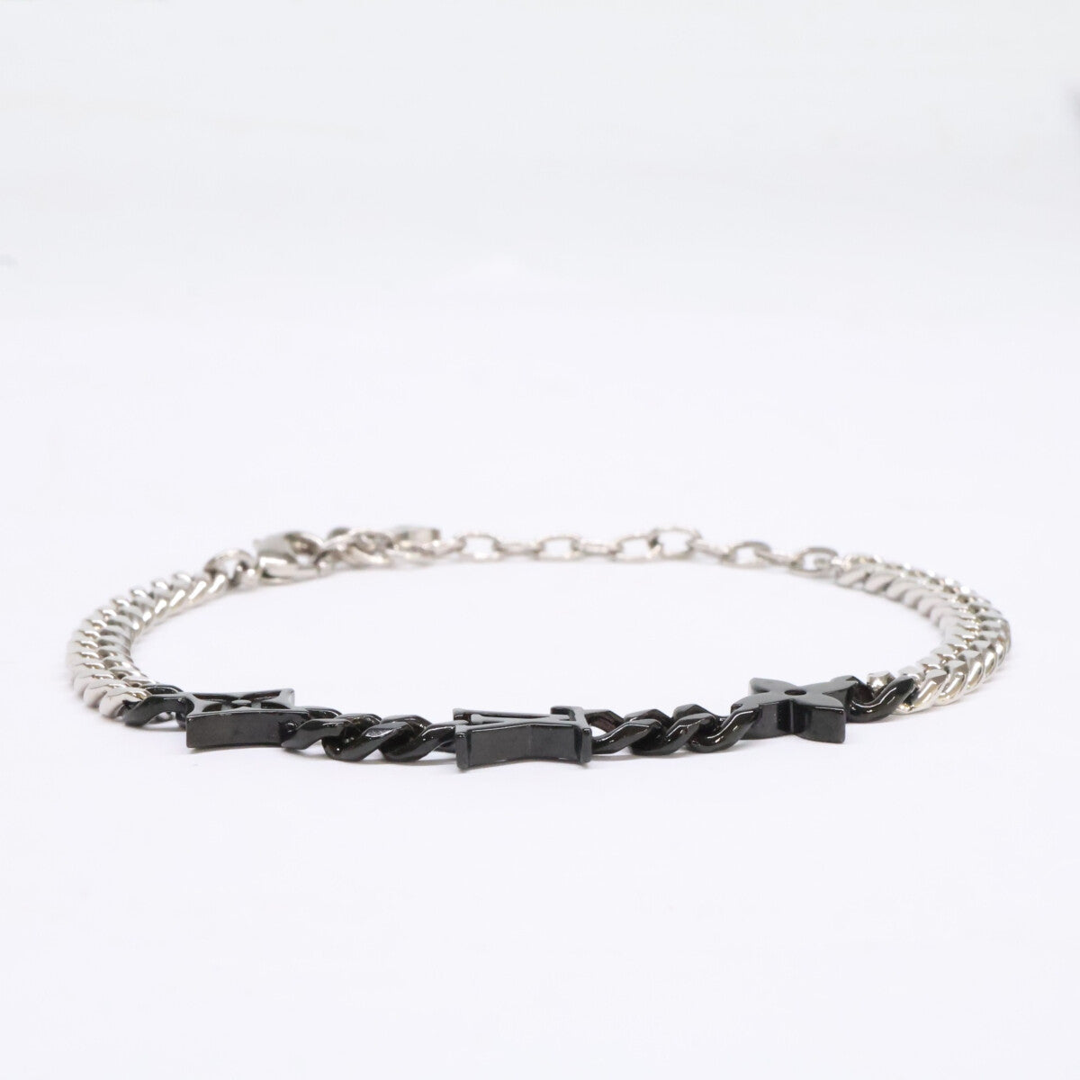 LOUIS VUITTON Monogram Raw Bracelet Black/Silver