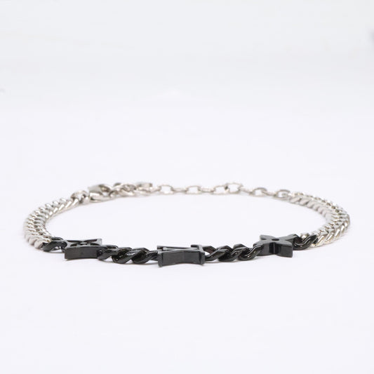 LOUIS VUITTON Monogram Raw Bracelet Black/Silver