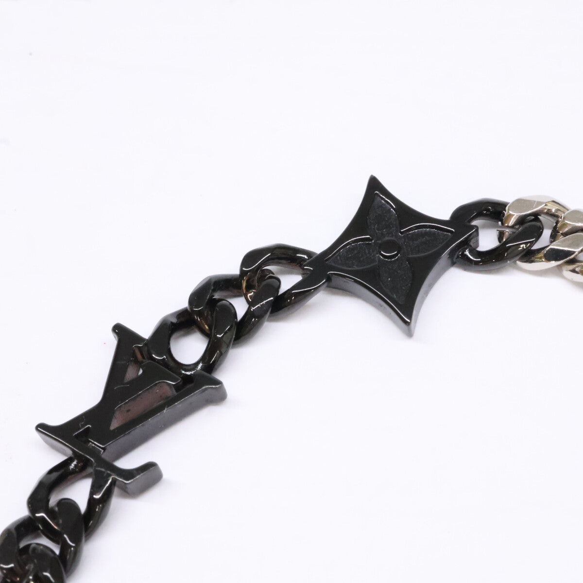 LOUIS VUITTON Monogram Raw Bracelet Black/Silver