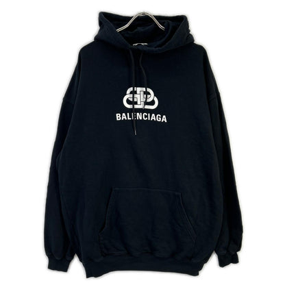 BALENCIAGA '19 Black Cotton BB Logo Printed Hoodie Size S
