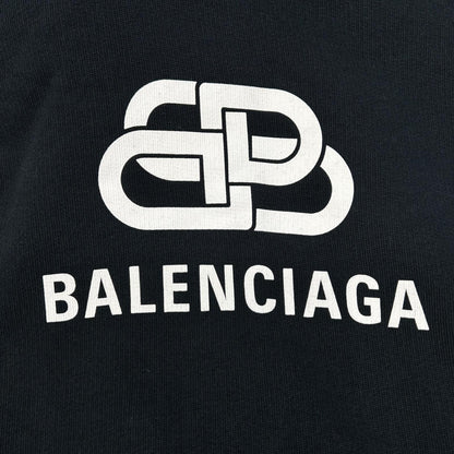 BALENCIAGA '19 Black Cotton BB Logo Printed Hoodie Size S