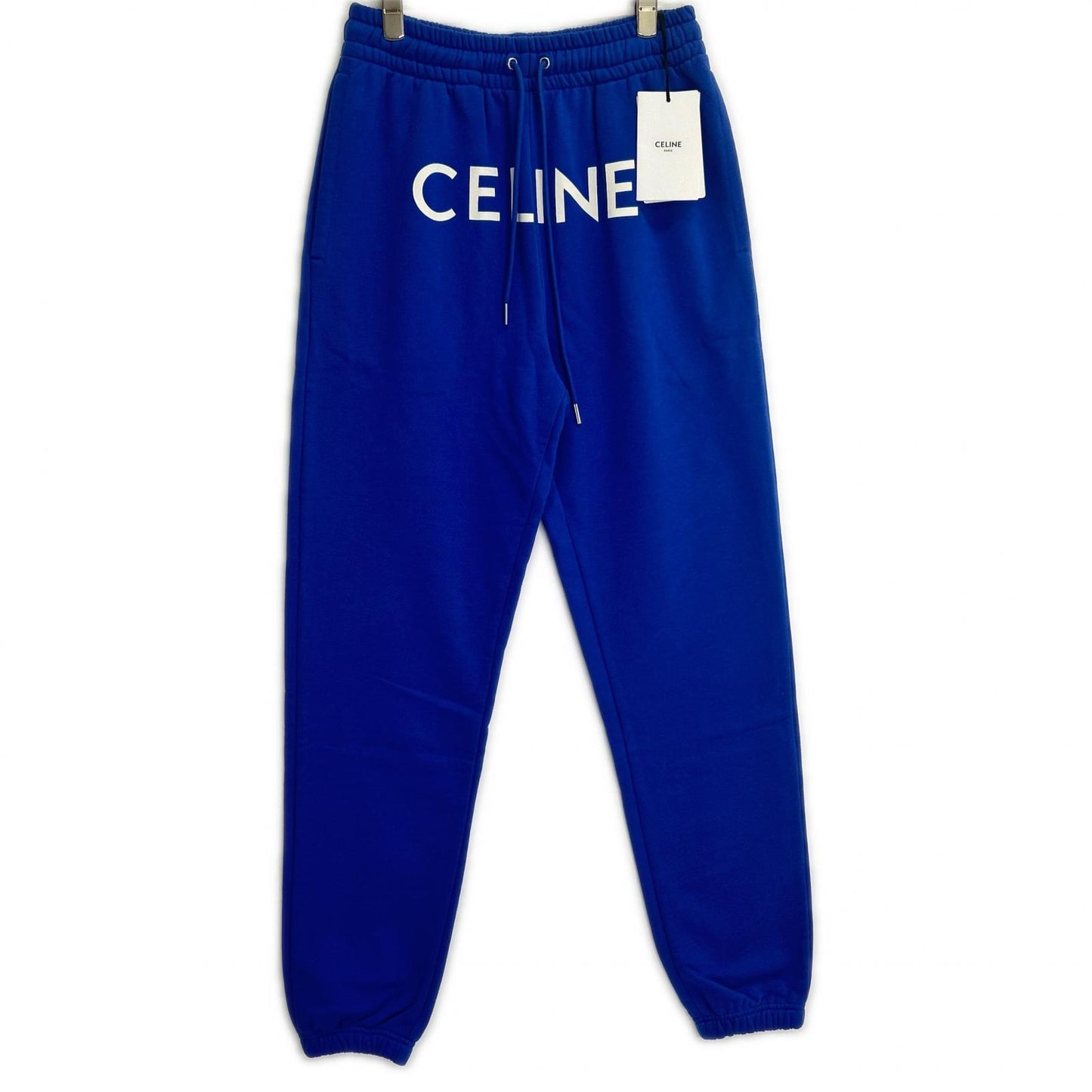 CELINE 21SS Front Logo Cotton Sweatpants Blue Size X