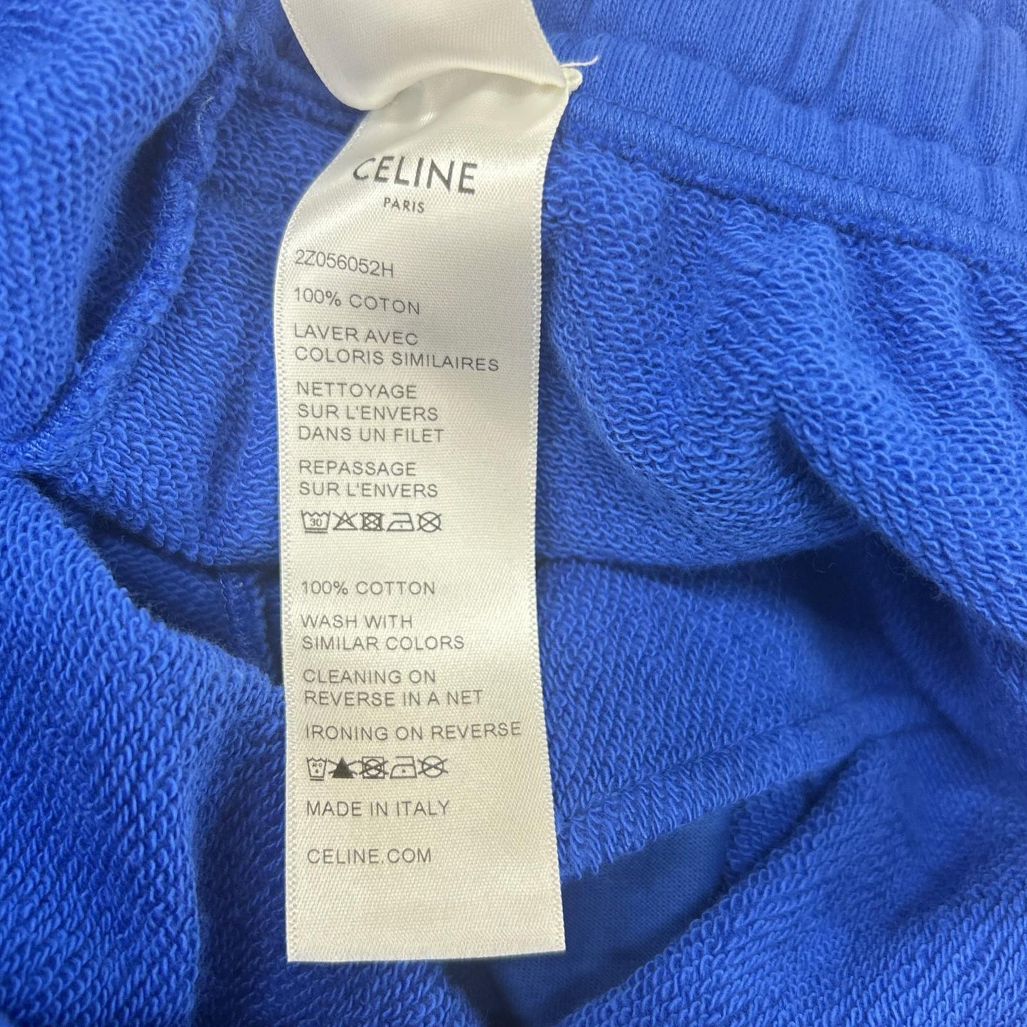 CELINE 21SS Front Logo Cotton Sweatpants Blue Size X