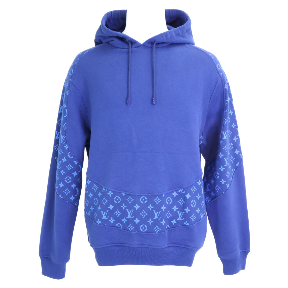 LOUIS VUITTON Monogram Circle Cut Hoodie Blue Size M