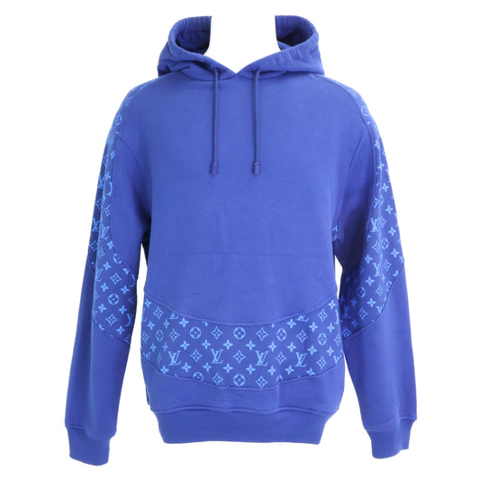 LOUIS VUITTON Monogram Circle Cut Hoodie Blue Size M