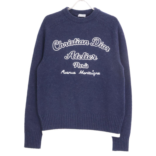 Dior HOMME Atelier Embroidery Crewneck Sweater Navy Size S