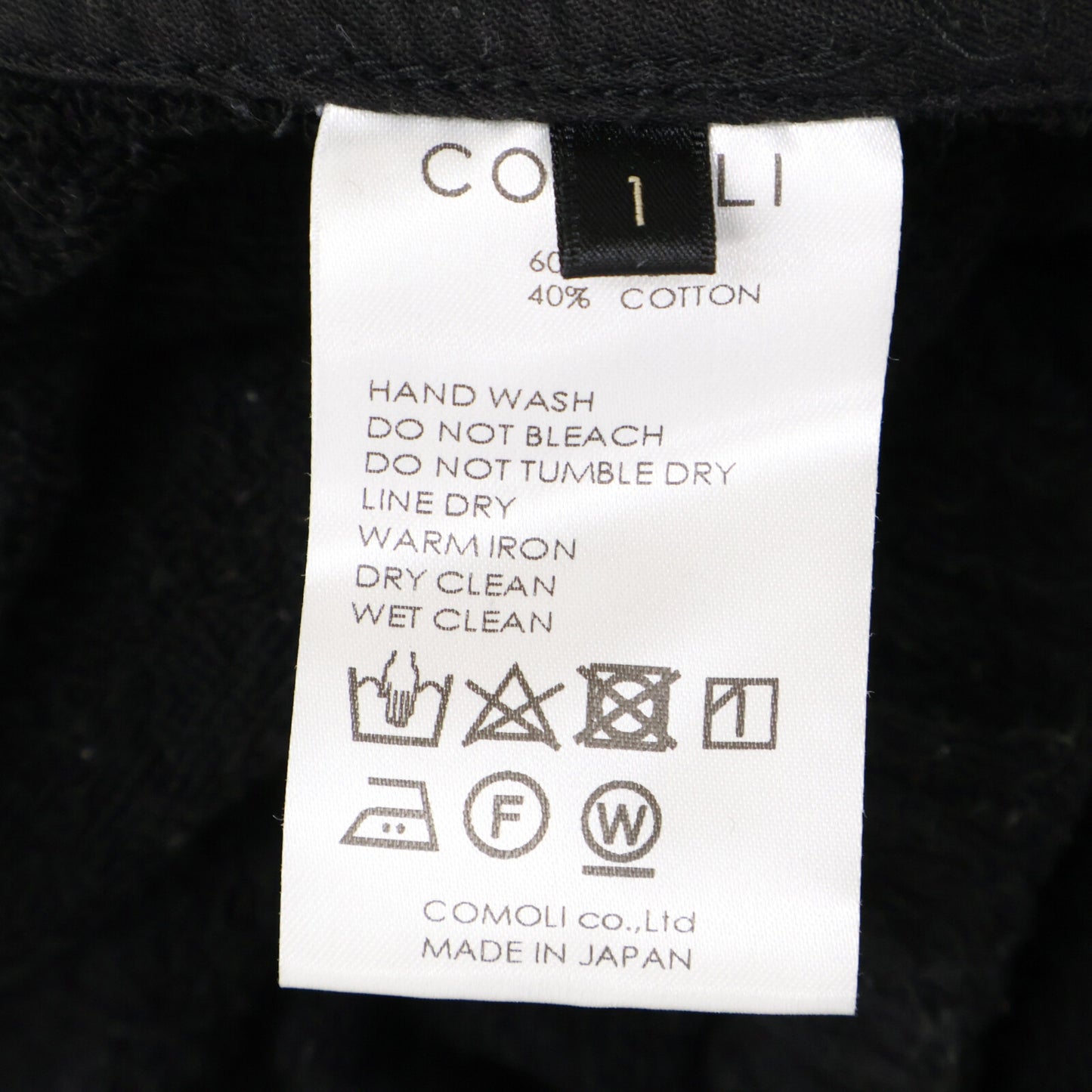 COMOLI 22SS Silk Pile Drawstring Pants Black Size 1