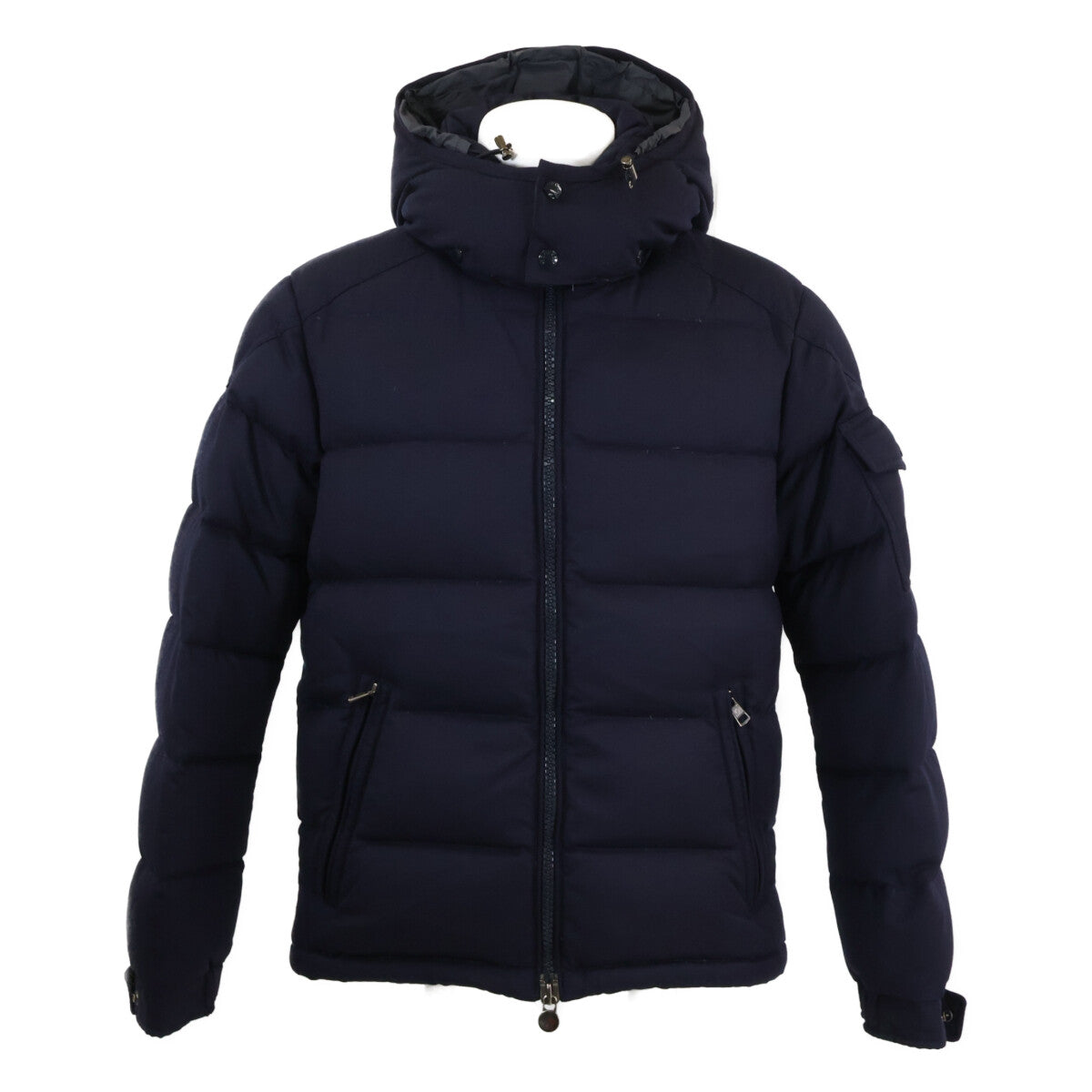 MONCLER MONTGENEVRE Wool Hooded Down Jacket Navy Size 2