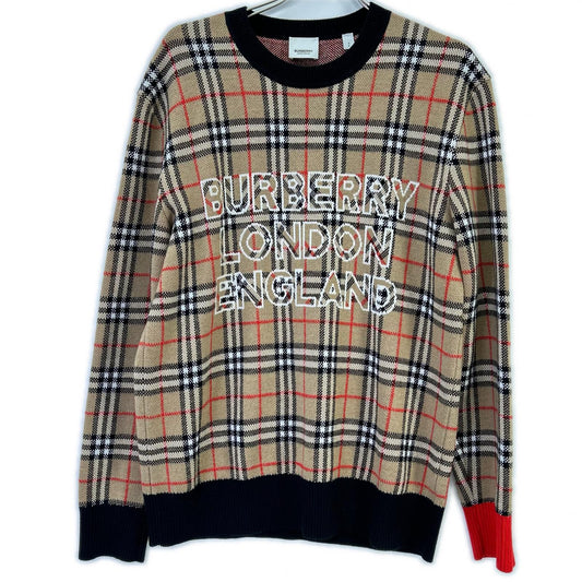 BURBERRY Vintage Check Wool Crewneck Knit Multi