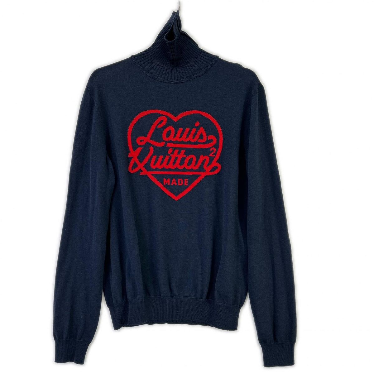 HMN x NIGO Louis Vuitton Intarsia Heart Knit Navy Size M