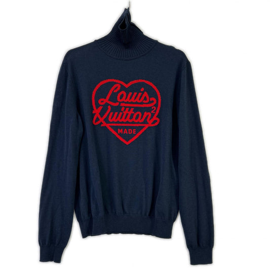 HMN x NIGO Louis Vuitton Intarsia Heart Knit Navy Size M
