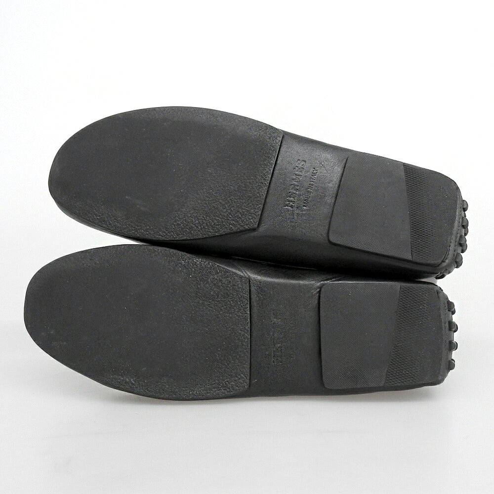 HERMES Irving Leather Moccasin Slip-Ons Black Size 40.5